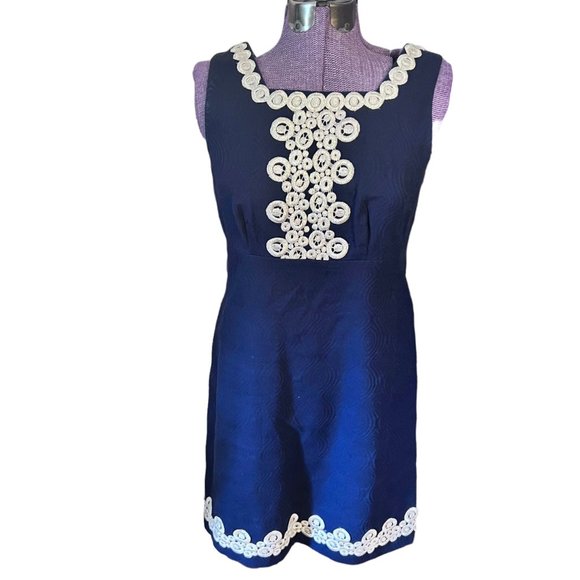 Lilly Pulitzer Metallic Embroidered Adelson Shift Dress 10 - Picture 2 of 8